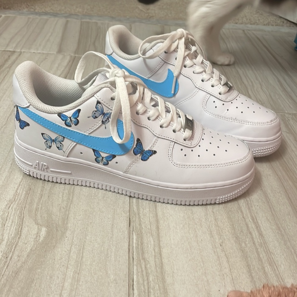 Nike Air Force ones AF1 blue custom butterfly